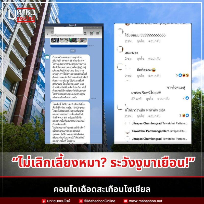 “นิติฯ ลงดาบแล้ว! ปรับห้องเลี้ยงหมา – ตักเตือนห้องงู